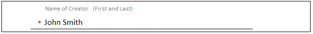 Enter name of creator, first and last