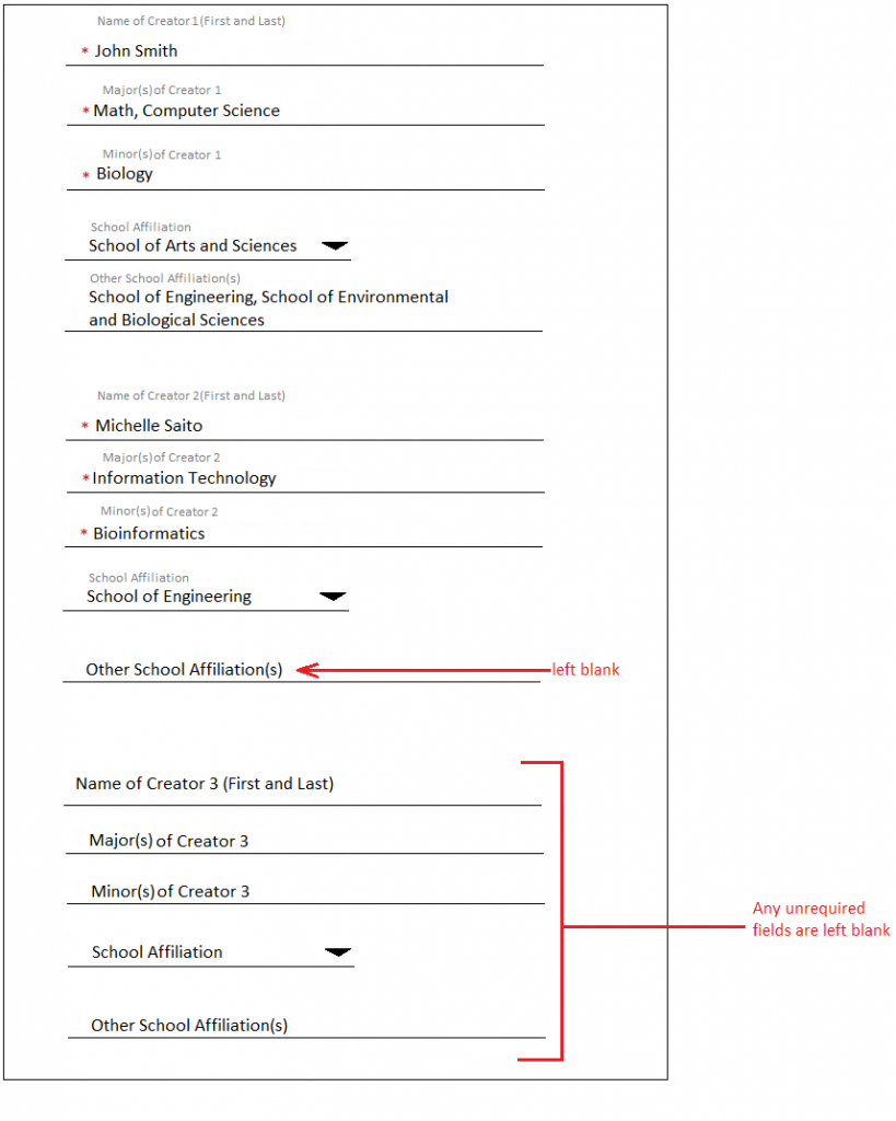 fill out the fields as directed