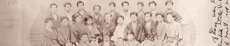 Group portrait of Griffis and his first science class at Kaisei Gakkō, 1872 