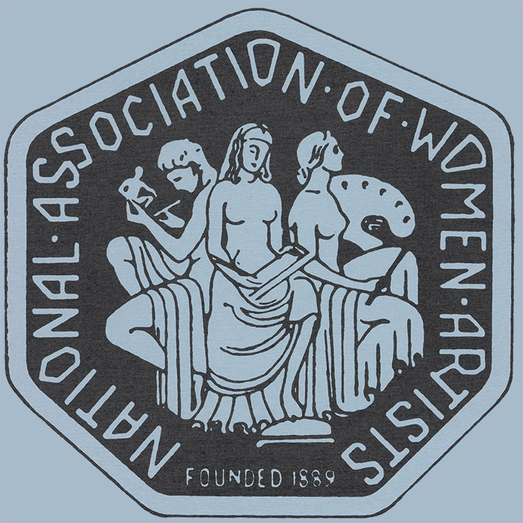 logo of the National Association of Women Artists, 3 Greek muses of the arts
