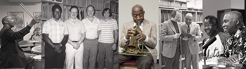 Kenny Washington; Vincent Pelote, Loren Schoenberg, Dan Morgenstern, Ed Berger; Joe Wilder ;Dan Morgenstern and Benny Carter; Vincent Pelote and Grachan Moncur III