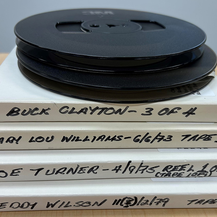 stack of interview tapes